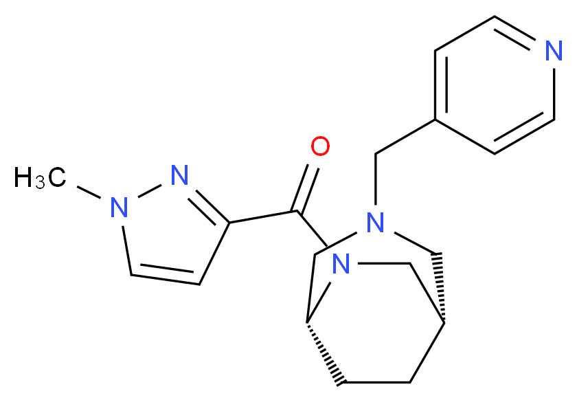 (1S*,5R*)-6-[(1-methyl-1H-pyrazol-3-yl)carbonyl]-3-(4-pyridinylmethyl)-3,6-diazabicyclo[3.2.2]nonane_Molecular_structure_CAS_)