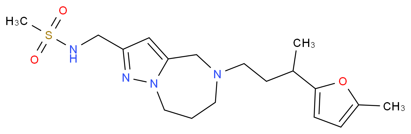 N-({5-[3-(5-methyl-2-furyl)butyl]-5,6,7,8-tetrahydro-4H-pyrazolo[1,5-a][1,4]diazepin-2-yl}methyl)methanesulfonamide_Molecular_structure_CAS_)