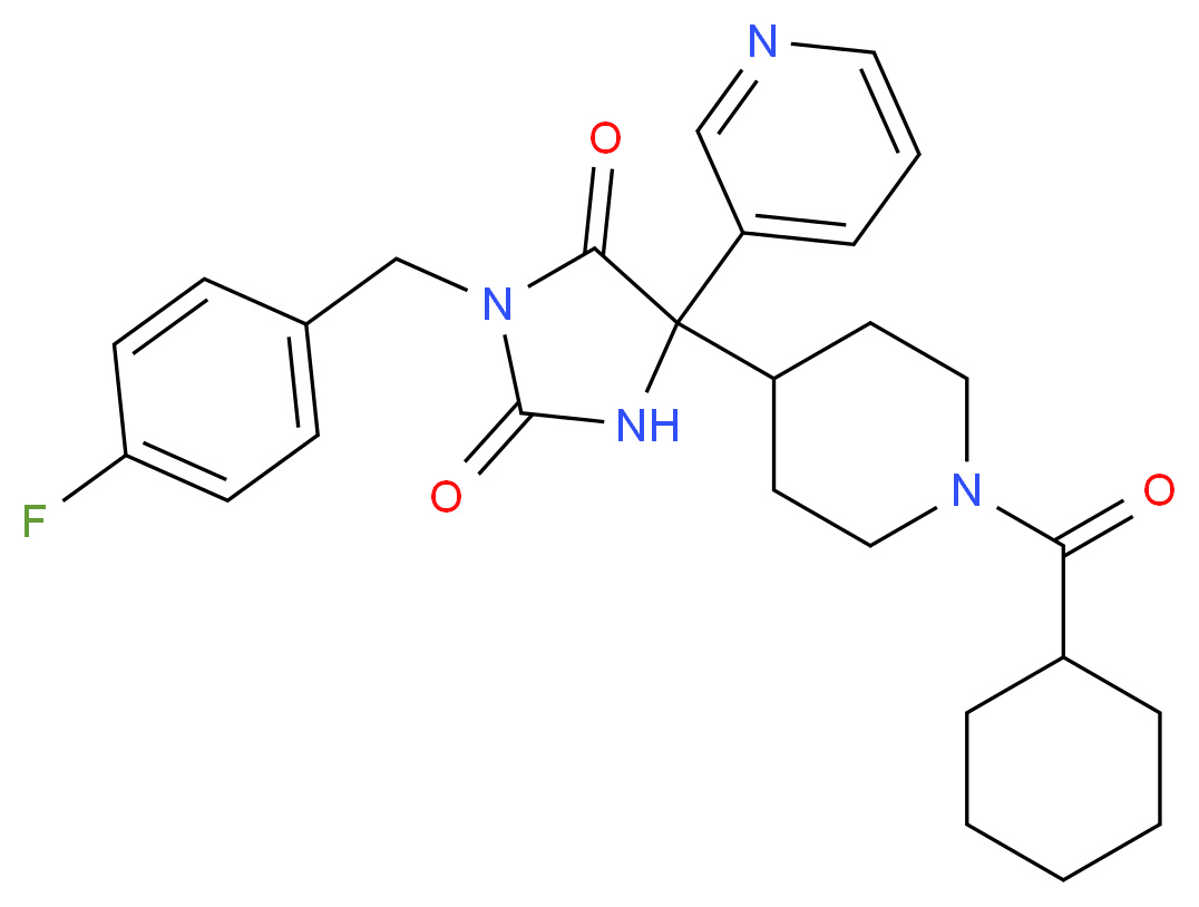 5-[1-(cyclohexylcarbonyl)-4-piperidinyl]-3-(4-fluorobenzyl)-5-(3-pyridinyl)-2,4-imidazolidinedione_Molecular_structure_CAS_)