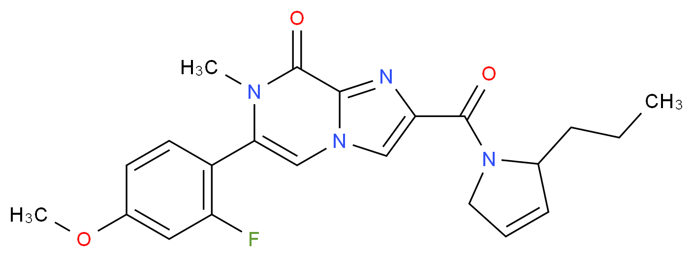 6-(2-fluoro-4-methoxyphenyl)-7-methyl-2-[(2-propyl-2,5-dihydro-1H-pyrrol-1-yl)carbonyl]imidazo[1,2-a]pyrazin-8(7H)-one_Molecular_structure_CAS_)