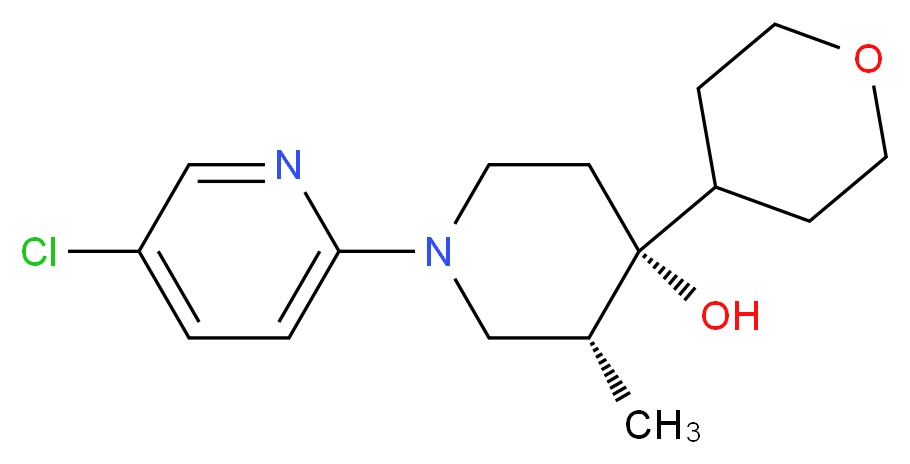 (3R*,4R*)-1-(5-chloro-2-pyridinyl)-3-methyl-4-(tetrahydro-2H-pyran-4-yl)-4-piperidinol_Molecular_structure_CAS_)