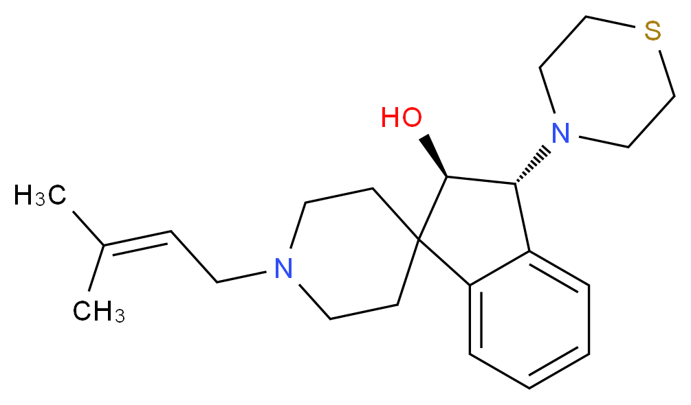 (2R*,3R*)-1'-(3-methyl-2-buten-1-yl)-3-(4-thiomorpholinyl)-2,3-dihydrospiro[indene-1,4'-piperidin]-2-ol_Molecular_structure_CAS_)