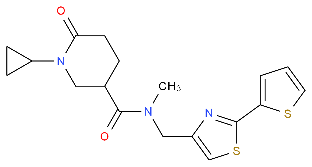 1-cyclopropyl-N-methyl-6-oxo-N-{[2-(2-thienyl)-1,3-thiazol-4-yl]methyl}-3-piperidinecarboxamide_Molecular_structure_CAS_)