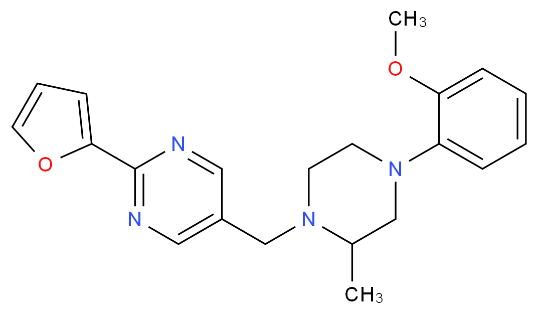 2-(2-furyl)-5-{[4-(2-methoxyphenyl)-2-methyl-1-piperazinyl]methyl}pyrimidine_Molecular_structure_CAS_)