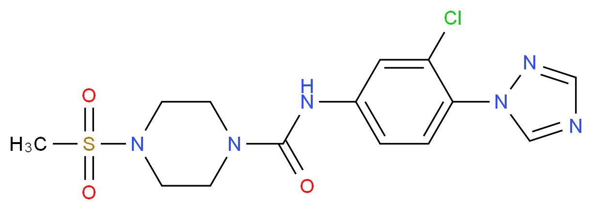 N-[3-chloro-4-(1H-1,2,4-triazol-1-yl)phenyl]-4-(methylsulfonyl)piperazine-1-carboxamide_Molecular_structure_CAS_)