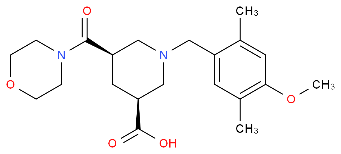 (3S*,5R*)-1-(4-methoxy-2,5-dimethylbenzyl)-5-(4-morpholinylcarbonyl)-3-piperidinecarboxylic acid_Molecular_structure_CAS_)