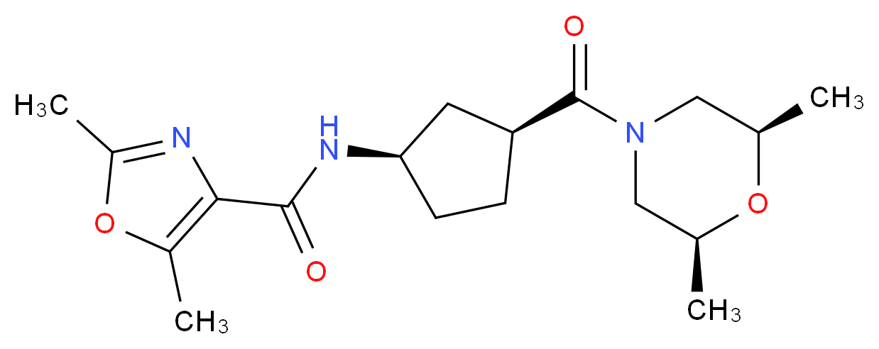N-((1R*,3S*)-3-{[(2R*,6S*)-2,6-dimethyl-4-morpholinyl]carbonyl}cyclopentyl)-2,5-dimethyl-1,3-oxazole-4-carboxamide_Molecular_structure_CAS_)