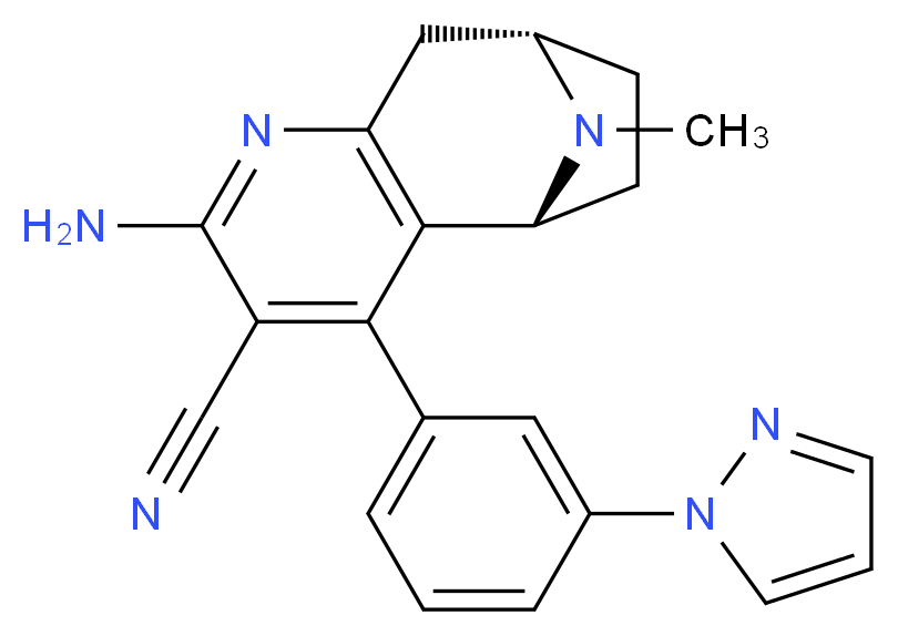 (5R*,8S*)-2-amino-10-methyl-4-[3-(1H-pyrazol-1-yl)phenyl]-6,7,8,9-tetrahydro-5H-5,8-epiminocyclohepta[b]pyridine-3-carbonitrile_Molecular_structure_CAS_)