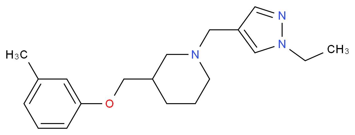 1-[(1-ethyl-1H-pyrazol-4-yl)methyl]-3-[(3-methylphenoxy)methyl]piperidine_Molecular_structure_CAS_)