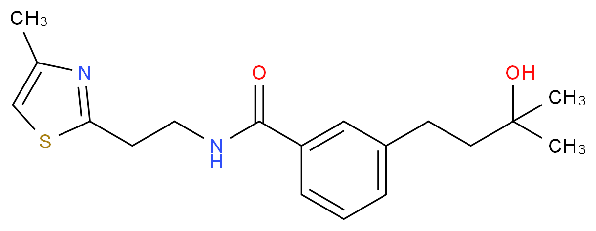 3-(3-hydroxy-3-methylbutyl)-N-[2-(4-methyl-1,3-thiazol-2-yl)ethyl]benzamide_Molecular_structure_CAS_)