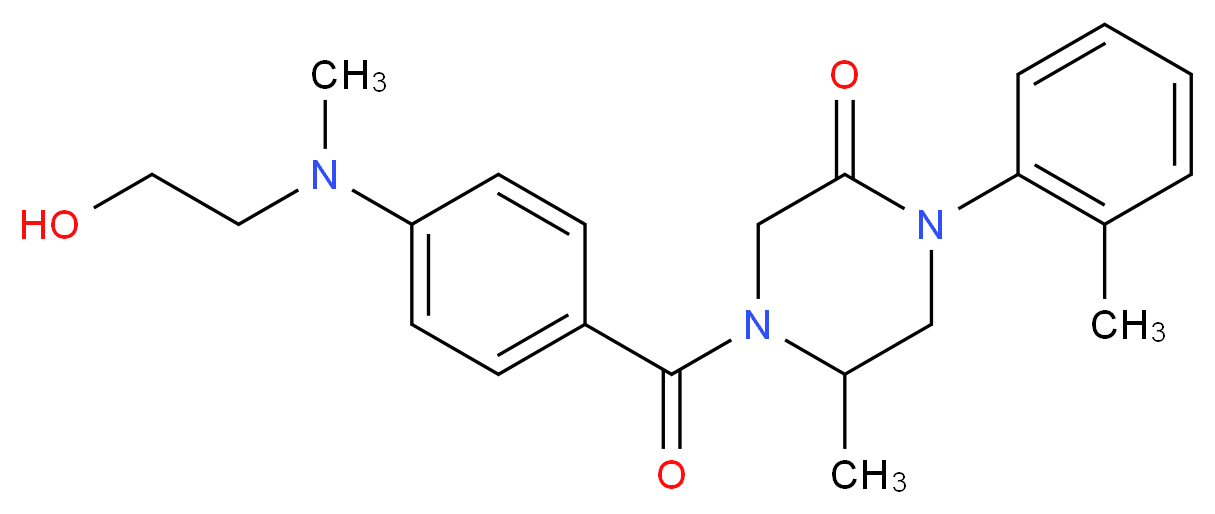 4-{4-[(2-hydroxyethyl)(methyl)amino]benzoyl}-5-methyl-1-(2-methylphenyl)-2-piperazinone_Molecular_structure_CAS_)