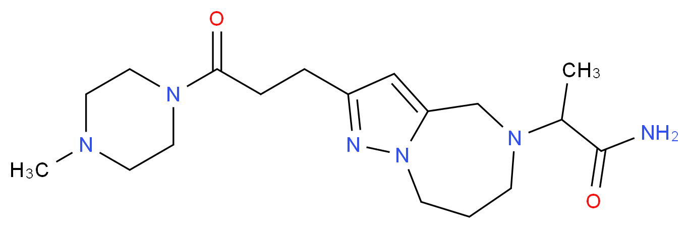 2-[2-[3-(4-methyl-1-piperazinyl)-3-oxopropyl]-7,8-dihydro-4H-pyrazolo[1,5-a][1,4]diazepin-5(6H)-yl]propanamide_Molecular_structure_CAS_)