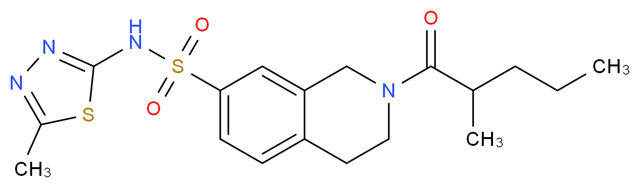 2-(2-methylpentanoyl)-N-(5-methyl-1,3,4-thiadiazol-2-yl)-1,2,3,4-tetrahydroisoquinoline-7-sulfonamide_Molecular_structure_CAS_)