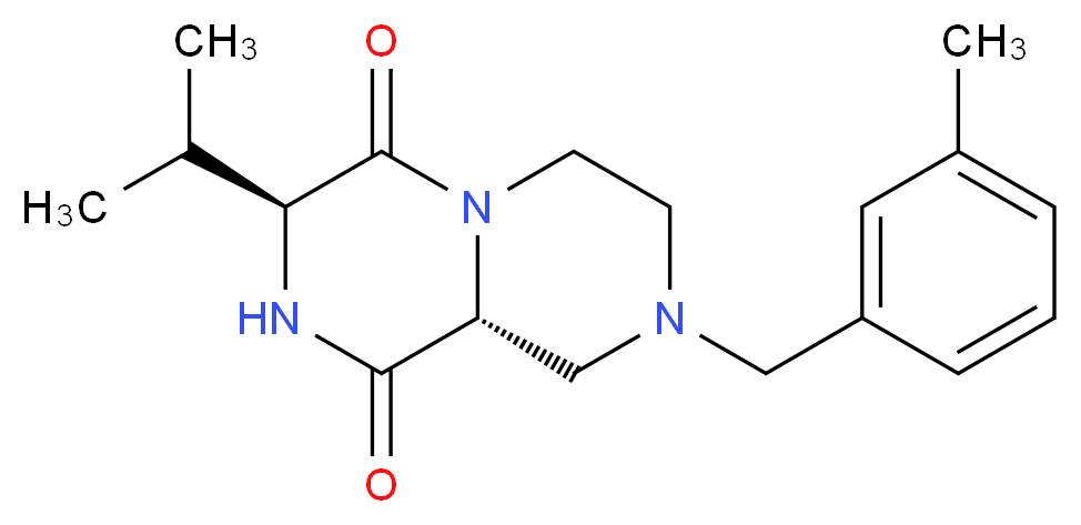 (3S,9aR)-3-isopropyl-8-(3-methylbenzyl)tetrahydro-2H-pyrazino[1,2-a]pyrazine-1,4(3H,6H)-dione_Molecular_structure_CAS_)