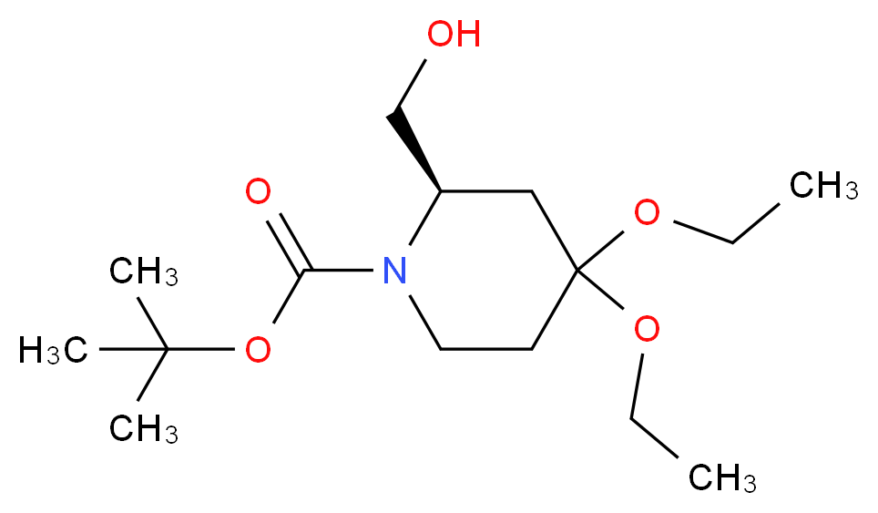 (2S)-4,4-Diethoxy-2-(hydroxymethyl)piperidine, N-BOC protected 97%_Molecular_structure_CAS_)