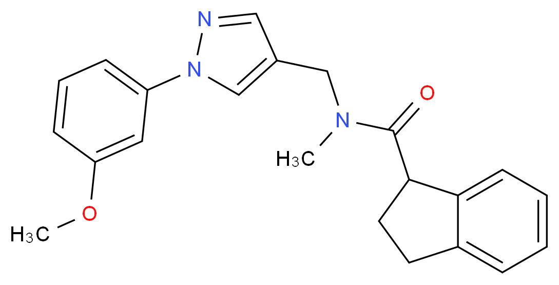 N-{[1-(3-methoxyphenyl)-1H-pyrazol-4-yl]methyl}-N-methyl-1-indanecarboxamide_Molecular_structure_CAS_)