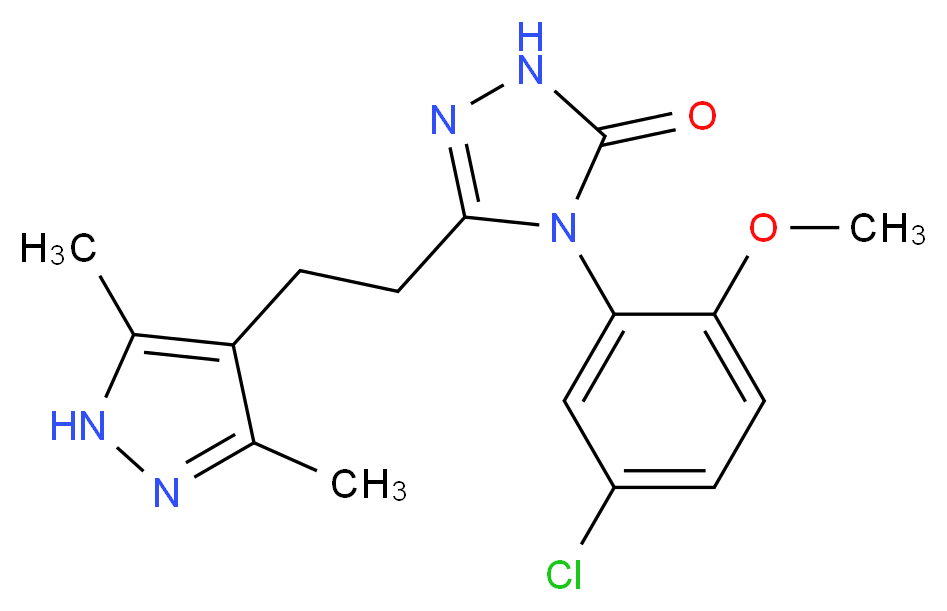 4-(5-chloro-2-methoxyphenyl)-5-[2-(3,5-dimethyl-1H-pyrazol-4-yl)ethyl]-2,4-dihydro-3H-1,2,4-triazol-3-one_Molecular_structure_CAS_)