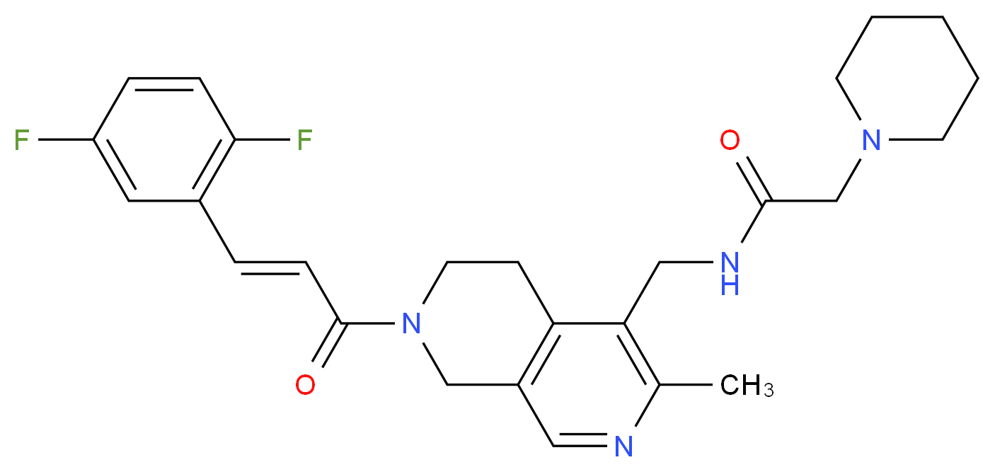 N-({7-[(2E)-3-(2,5-difluorophenyl)-2-propenoyl]-3-methyl-5,6,7,8-tetrahydro-2,7-naphthyridin-4-yl}methyl)-2-(1-piperidinyl)acetamide_Molecular_structure_CAS_)