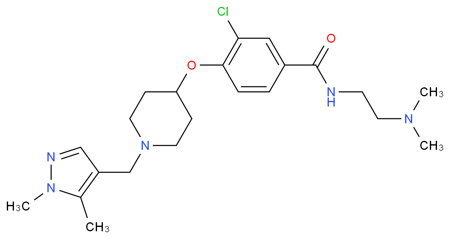 3-chloro-N-[2-(dimethylamino)ethyl]-4-({1-[(1,5-dimethyl-1H-pyrazol-4-yl)methyl]-4-piperidinyl}oxy)benzamide_Molecular_structure_CAS_)