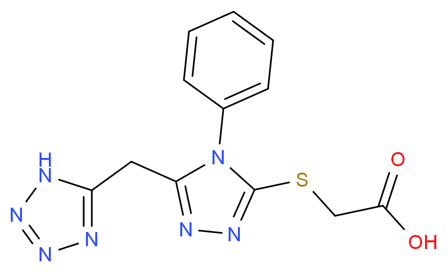 {[4-phenyl-5-(1H-tetrazol-5-ylmethyl)-4H-1,2,4-triazol-3-yl]thio}acetic acid_Molecular_structure_CAS_)