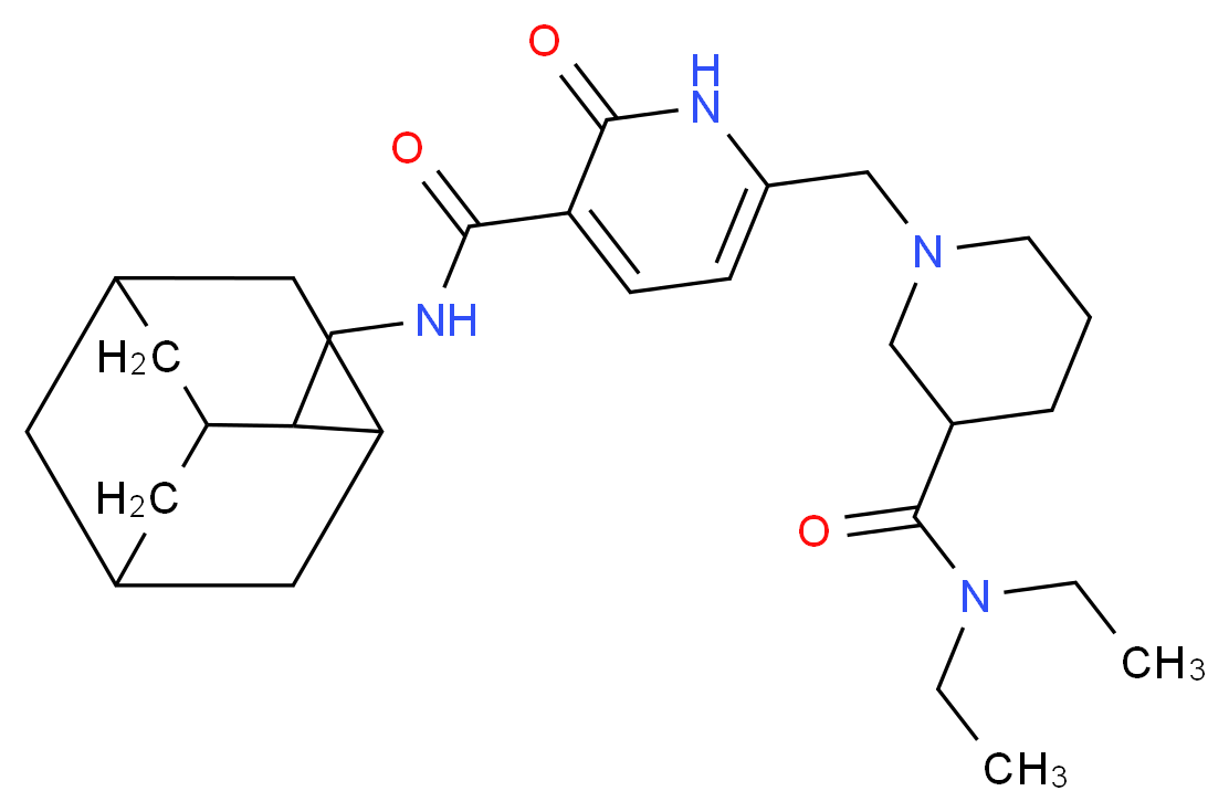 N-(2-adamantylmethyl)-6-({3-[(diethylamino)carbonyl]-1-piperidinyl}methyl)-2-oxo-1,2-dihydro-3-pyridinecarboxamide_Molecular_structure_CAS_)