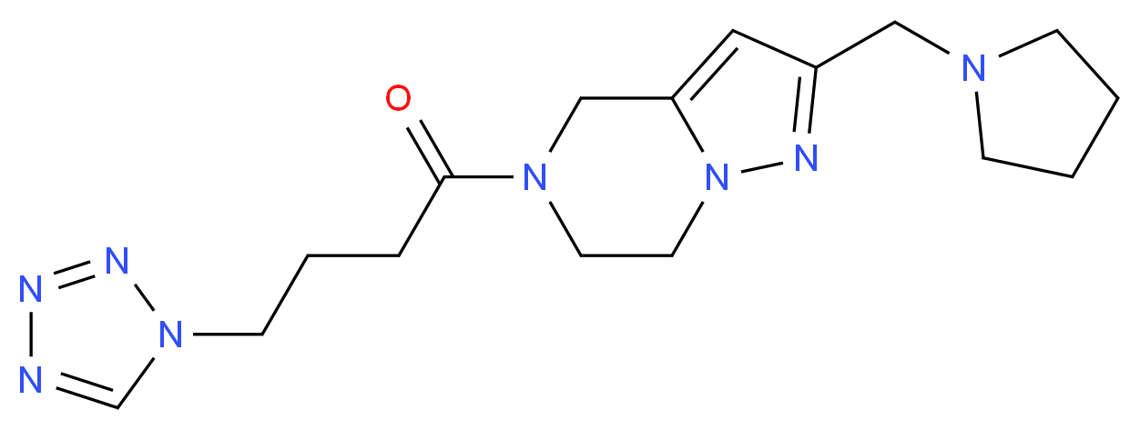 2-(1-pyrrolidinylmethyl)-5-[4-(1H-tetrazol-1-yl)butanoyl]-4,5,6,7-tetrahydropyrazolo[1,5-a]pyrazine_Molecular_structure_CAS_)