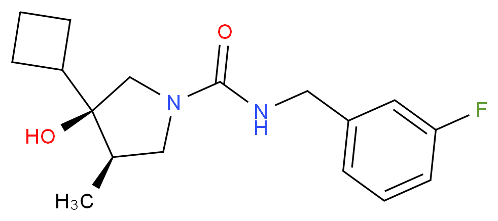(3R*,4R*)-3-cyclobutyl-N-(3-fluorobenzyl)-3-hydroxy-4-methyl-1-pyrrolidinecarboxamide_Molecular_structure_CAS_)