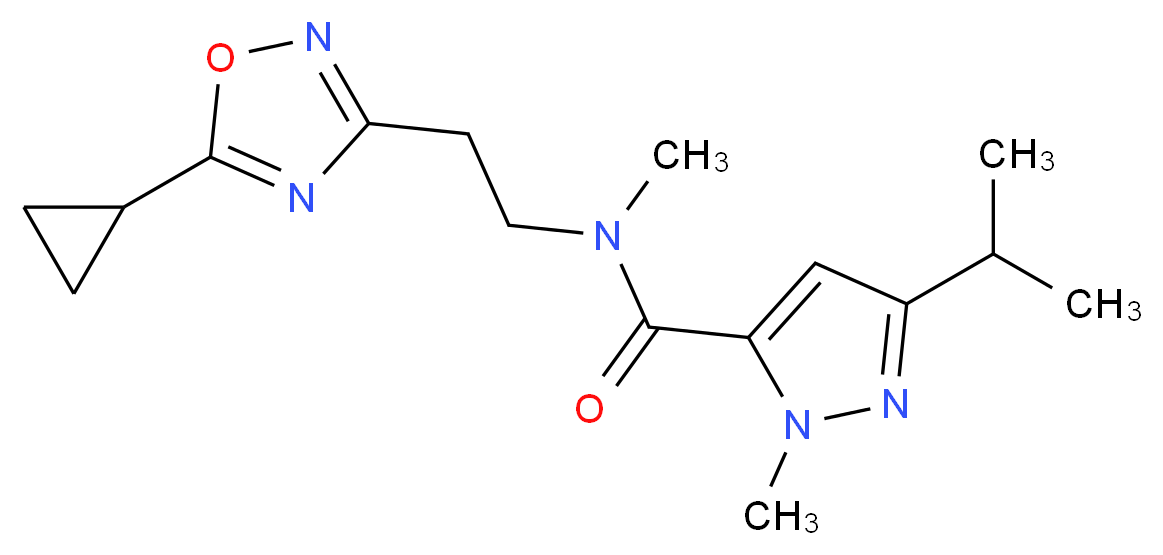 N-[2-(5-cyclopropyl-1,2,4-oxadiazol-3-yl)ethyl]-3-isopropyl-N,1-dimethyl-1H-pyrazole-5-carboxamide_Molecular_structure_CAS_)