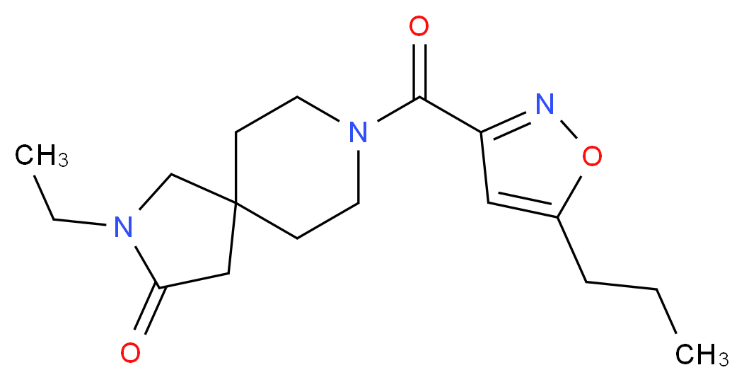 2-ethyl-8-[(5-propyl-3-isoxazolyl)carbonyl]-2,8-diazaspiro[4.5]decan-3-one_Molecular_structure_CAS_)