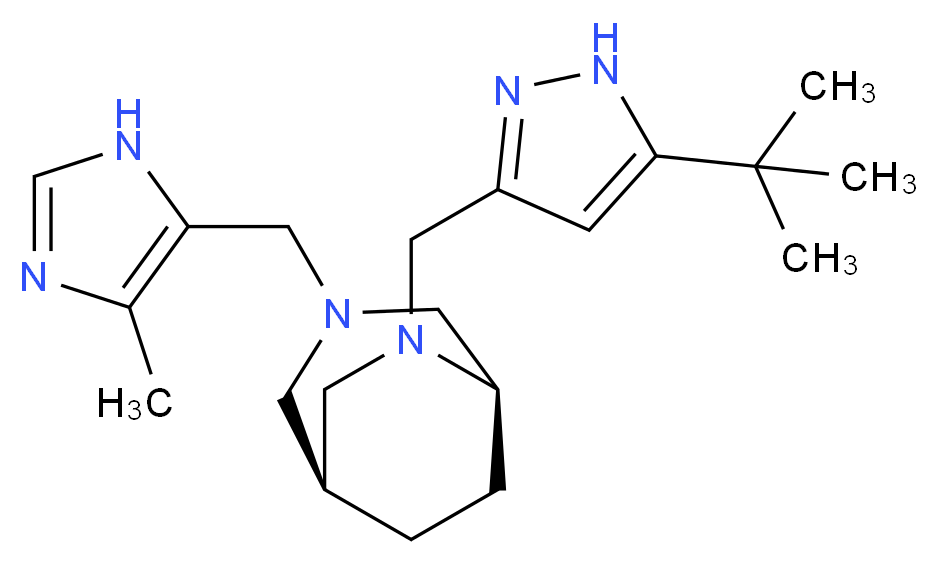 (1S*,5R*)-6-[(5-tert-butyl-1H-pyrazol-3-yl)methyl]-3-[(4-methyl-1H-imidazol-5-yl)methyl]-3,6-diazabicyclo[3.2.2]nonane_Molecular_structure_CAS_)
