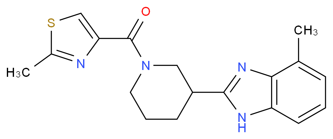 4-methyl-2-{1-[(2-methyl-1,3-thiazol-4-yl)carbonyl]-3-piperidinyl}-1H-benzimidazole_Molecular_structure_CAS_)