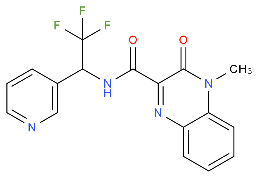 4-methyl-3-oxo-N-(2,2,2-trifluoro-1-pyridin-3-ylethyl)-3,4-dihydroquinoxaline-2-carboxamide_Molecular_structure_CAS_)