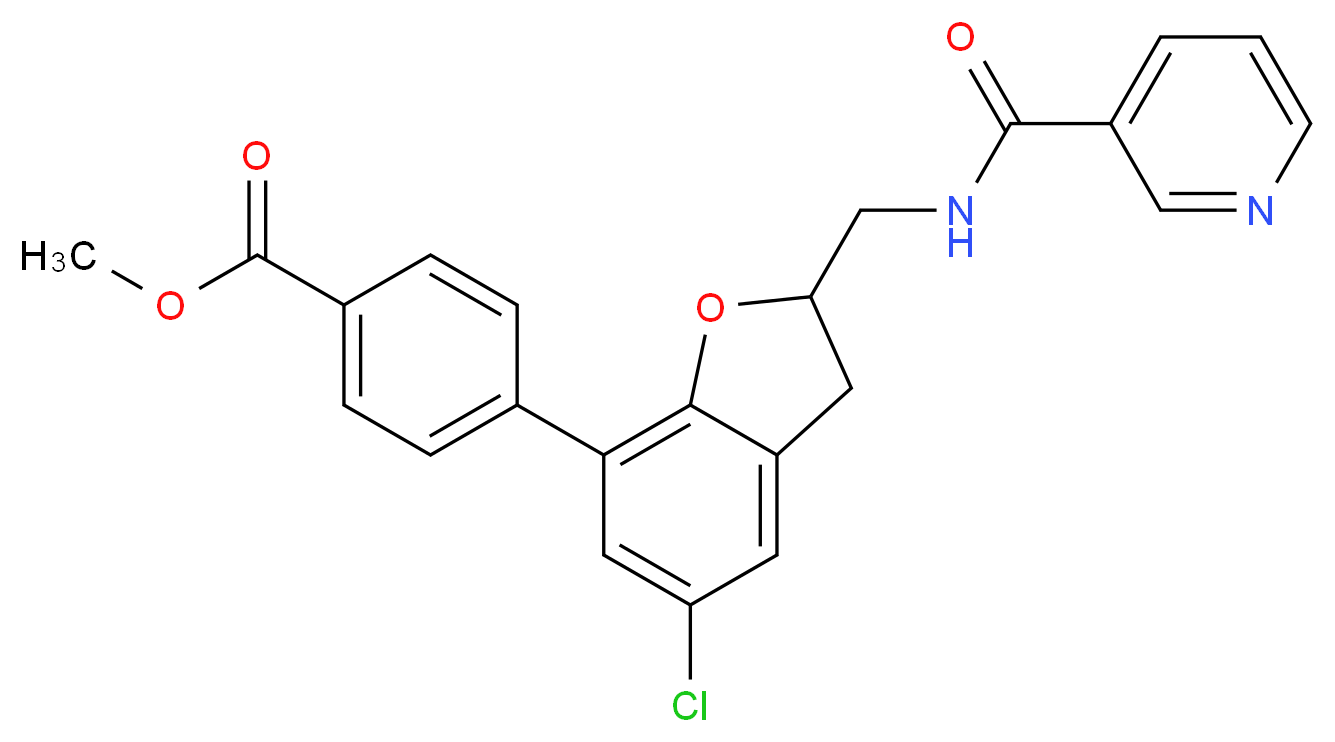 methyl 4-(5-chloro-2-{[(3-pyridinylcarbonyl)amino]methyl}-2,3-dihydro-1-benzofuran-7-yl)benzoate_Molecular_structure_CAS_)