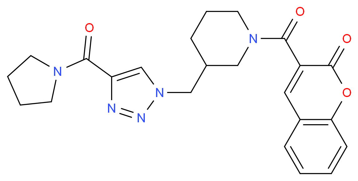 3-[(3-{[4-(1-pyrrolidinylcarbonyl)-1H-1,2,3-triazol-1-yl]methyl}-1-piperidinyl)carbonyl]-2H-chromen-2-one_Molecular_structure_CAS_)