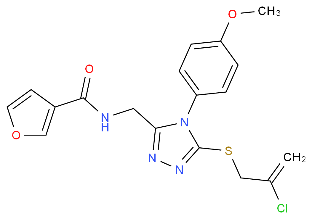 N-{[5-[(2-chloro-2-propen-1-yl)thio]-4-(4-methoxyphenyl)-4H-1,2,4-triazol-3-yl]methyl}-3-furamide_Molecular_structure_CAS_)