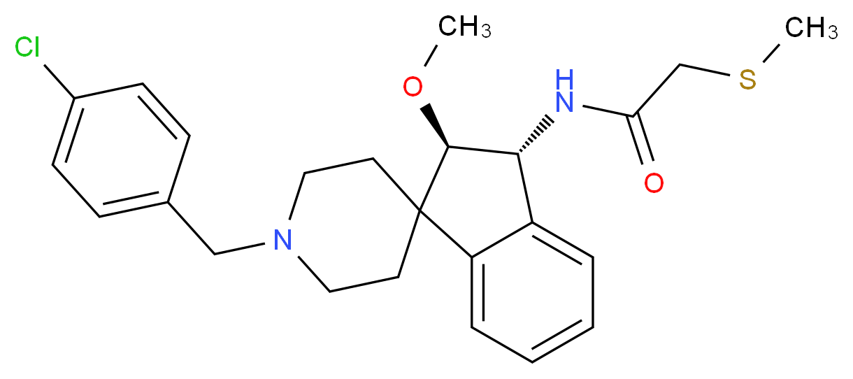 N-[(2R*,3R*)-1'-(4-chlorobenzyl)-2-methoxy-2,3-dihydrospiro[indene-1,4'-piperidin]-3-yl]-2-(methylthio)acetamide_Molecular_structure_CAS_)