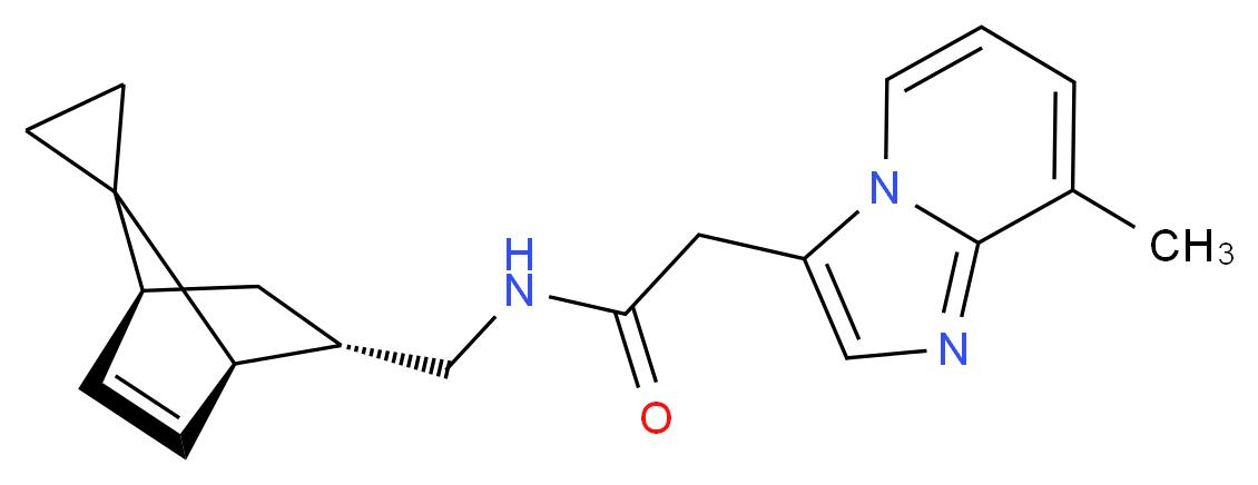 2-(8-methylimidazo[1,2-a]pyridin-3-yl)-N-[(1R*,2S*,4S*)-spiro[bicyclo[2.2.1]heptane-7,1'-cyclopropane]-5-en-2-ylmethyl]acetamide_Molecular_structure_CAS_)