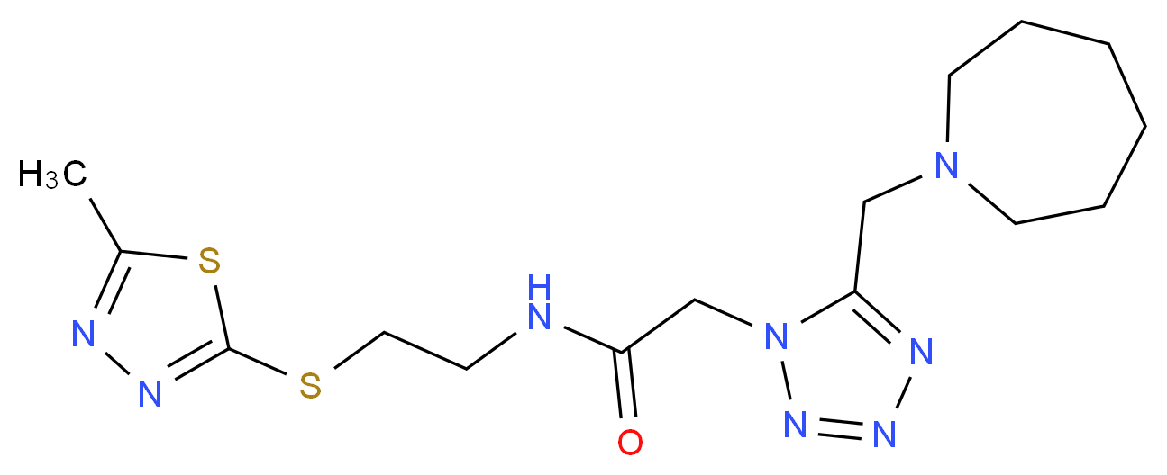 2-[5-(1-azepanylmethyl)-1H-tetrazol-1-yl]-N-{2-[(5-methyl-1,3,4-thiadiazol-2-yl)thio]ethyl}acetamide_Molecular_structure_CAS_)