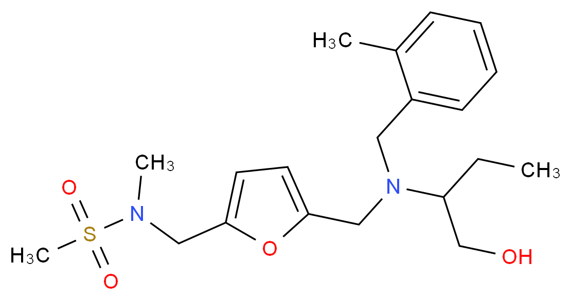 N-[(5-{[[1-(hydroxymethyl)propyl](2-methylbenzyl)amino]methyl}-2-furyl)methyl]-N-methylmethanesulfonamide_Molecular_structure_CAS_)