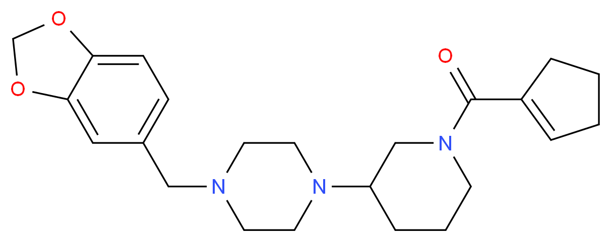 1-(1,3-benzodioxol-5-ylmethyl)-4-[1-(1-cyclopenten-1-ylcarbonyl)-3-piperidinyl]piperazine_Molecular_structure_CAS_)
