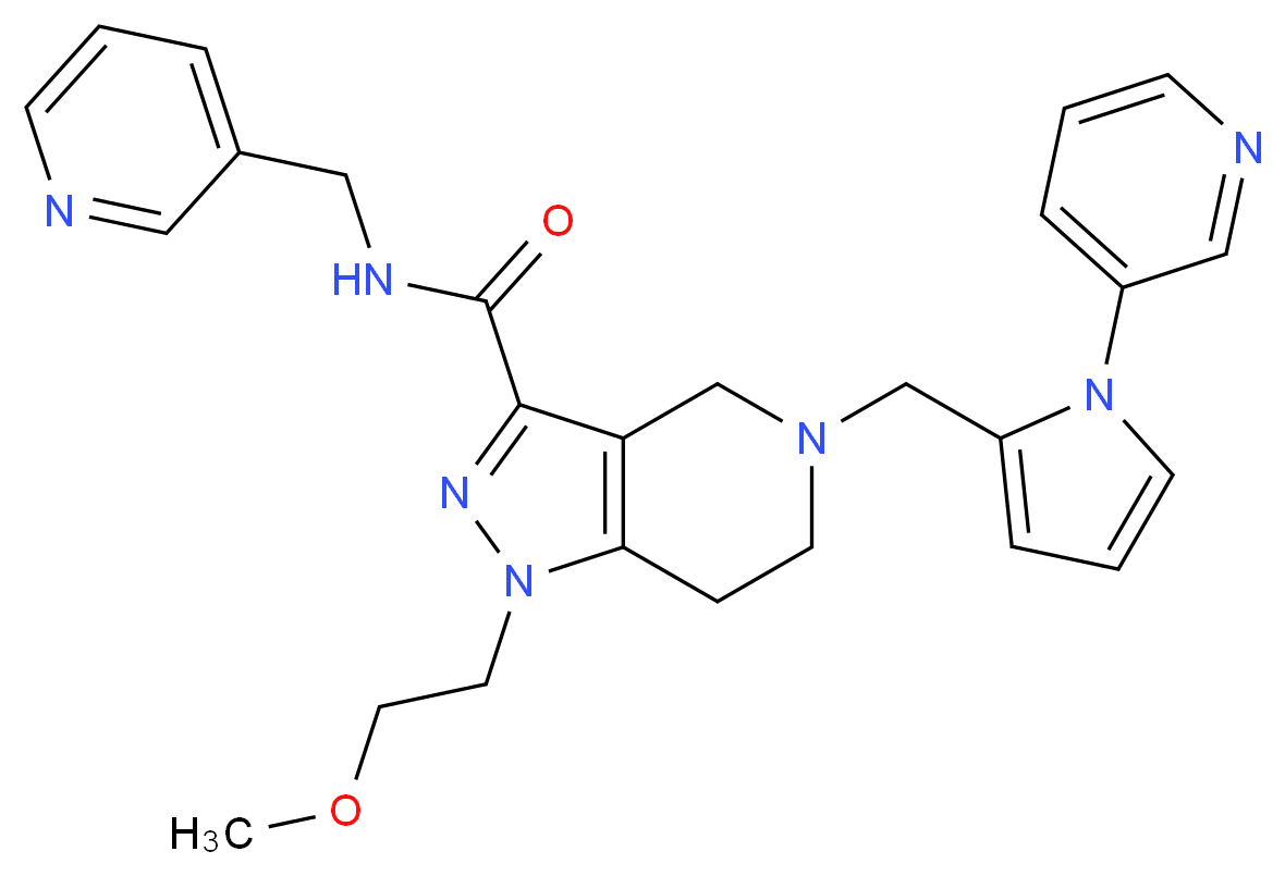 1-(2-methoxyethyl)-N-(3-pyridinylmethyl)-5-{[1-(3-pyridinyl)-1H-pyrrol-2-yl]methyl}-4,5,6,7-tetrahydro-1H-pyrazolo[4,3-c]pyridine-3-carboxamide_Molecular_structure_CAS_)