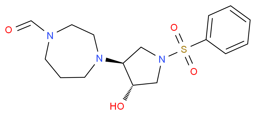 4-[(3S*,4S*)-4-hydroxy-1-(phenylsulfonyl)-3-pyrrolidinyl]-1,4-diazepane-1-carbaldehyde_Molecular_structure_CAS_)