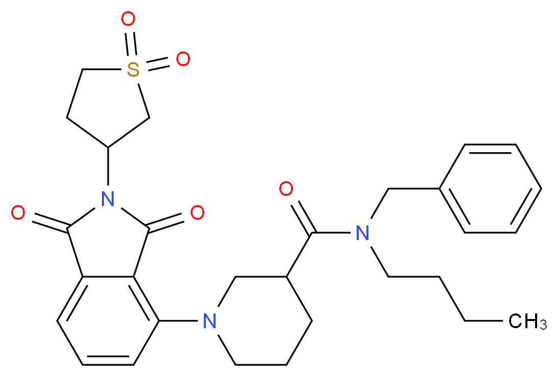 N-benzyl-N-butyl-1-[2-(1,1-dioxidotetrahydro-3-thienyl)-1,3-dioxo-2,3-dihydro-1H-isoindol-4-yl]-3-piperidinecarboxamide_Molecular_structure_CAS_)