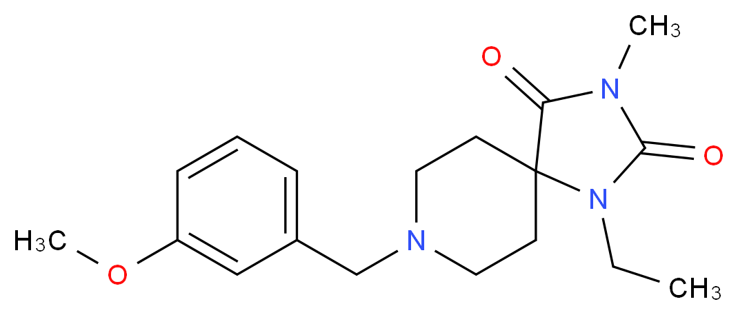 1-ethyl-8-(3-methoxybenzyl)-3-methyl-1,3,8-triazaspiro[4.5]decane-2,4-dione_Molecular_structure_CAS_)