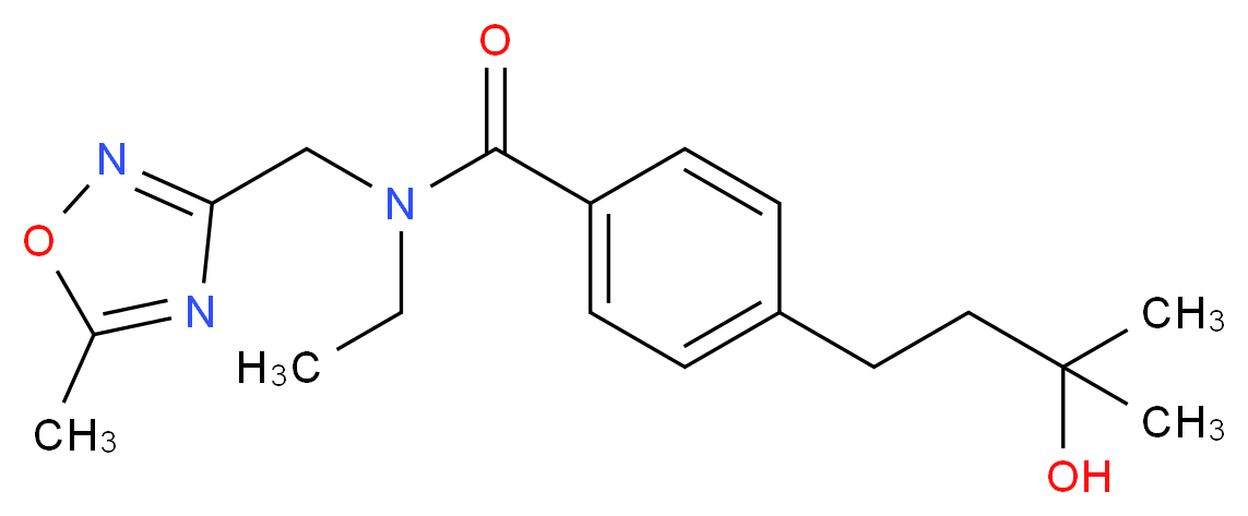 N-ethyl-4-(3-hydroxy-3-methylbutyl)-N-[(5-methyl-1,2,4-oxadiazol-3-yl)methyl]benzamide_Molecular_structure_CAS_)
