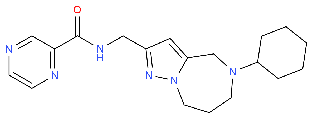 N-[(5-cyclohexyl-5,6,7,8-tetrahydro-4H-pyrazolo[1,5-a][1,4]diazepin-2-yl)methyl]pyrazine-2-carboxamide_Molecular_structure_CAS_)