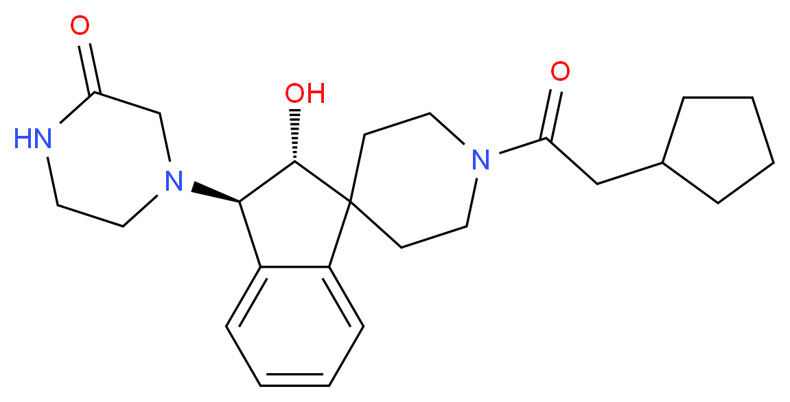 4-[(2R*,3R*)-1'-(cyclopentylacetyl)-2-hydroxy-2,3-dihydrospiro[indene-1,4'-piperidin]-3-yl]-2-piperazinone_Molecular_structure_CAS_)