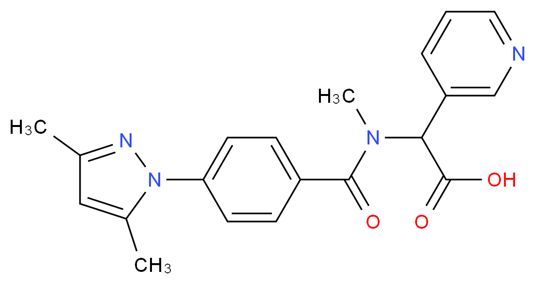 [[4-(3,5-dimethyl-1H-pyrazol-1-yl)benzoyl](methyl)amino](3-pyridinyl)acetic acid_Molecular_structure_CAS_)