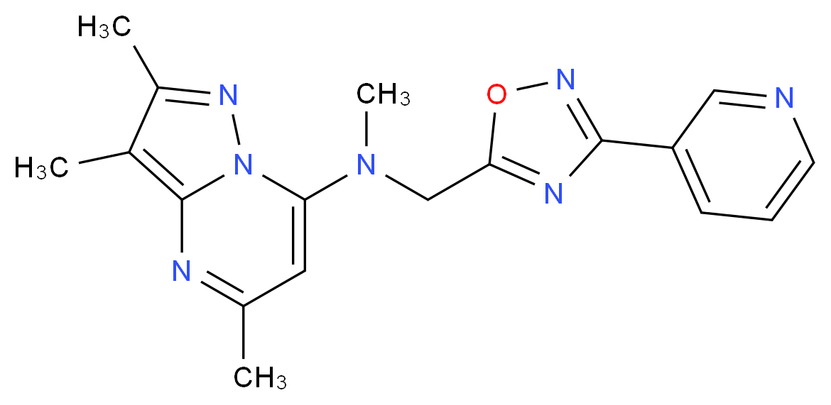 N,2,3,5-tetramethyl-N-{[3-(3-pyridinyl)-1,2,4-oxadiazol-5-yl]methyl}pyrazolo[1,5-a]pyrimidin-7-amine_Molecular_structure_CAS_)