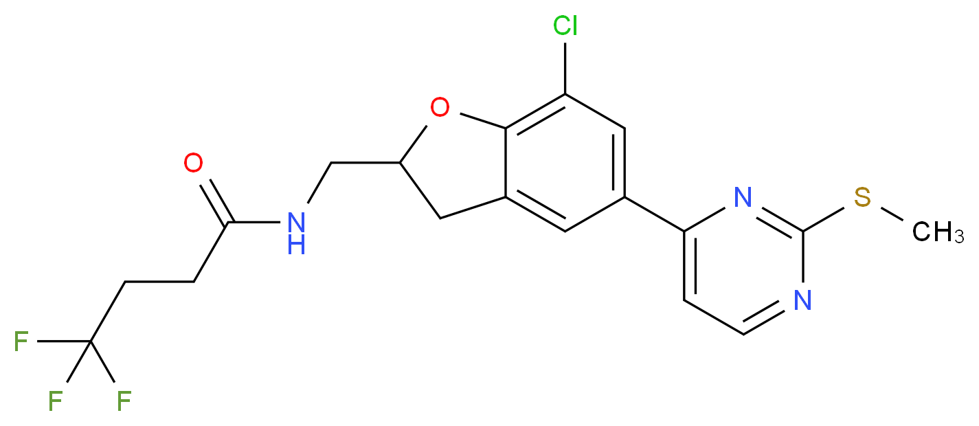 N-({7-chloro-5-[2-(methylthio)-4-pyrimidinyl]-2,3-dihydro-1-benzofuran-2-yl}methyl)-4,4,4-trifluorobutanamide_Molecular_structure_CAS_)